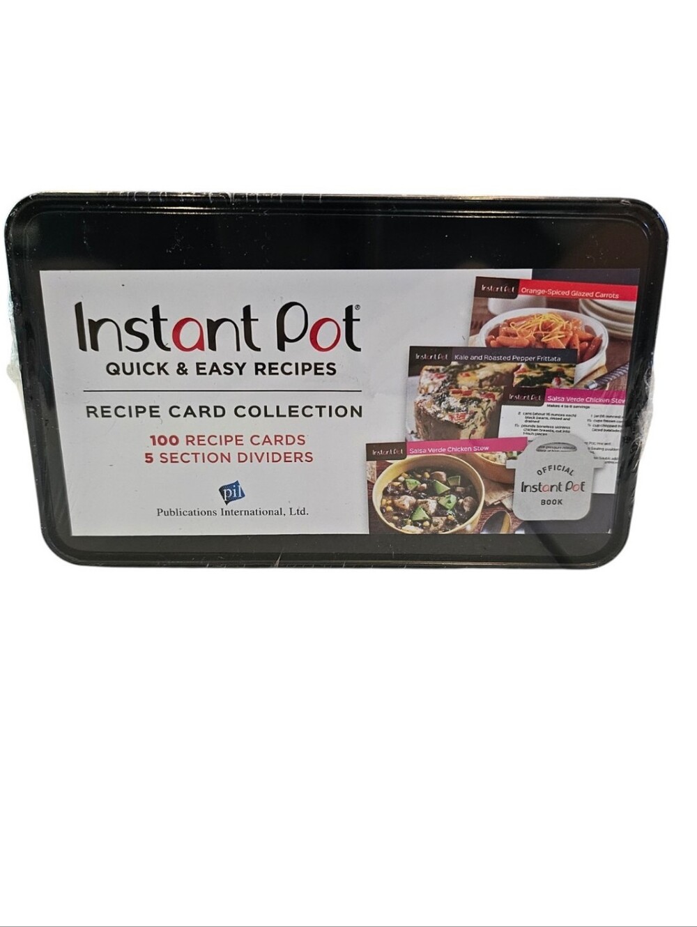 Instant Pot Quick And Easy Recipe Card Collection - Black & Silver Tin NEW